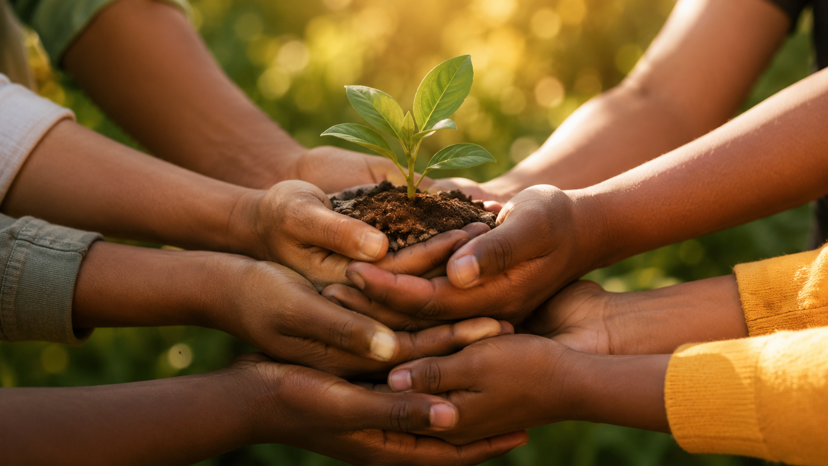 Hands planting a seedling