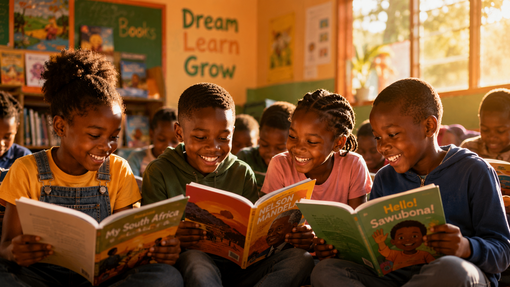 Children reading in a community library